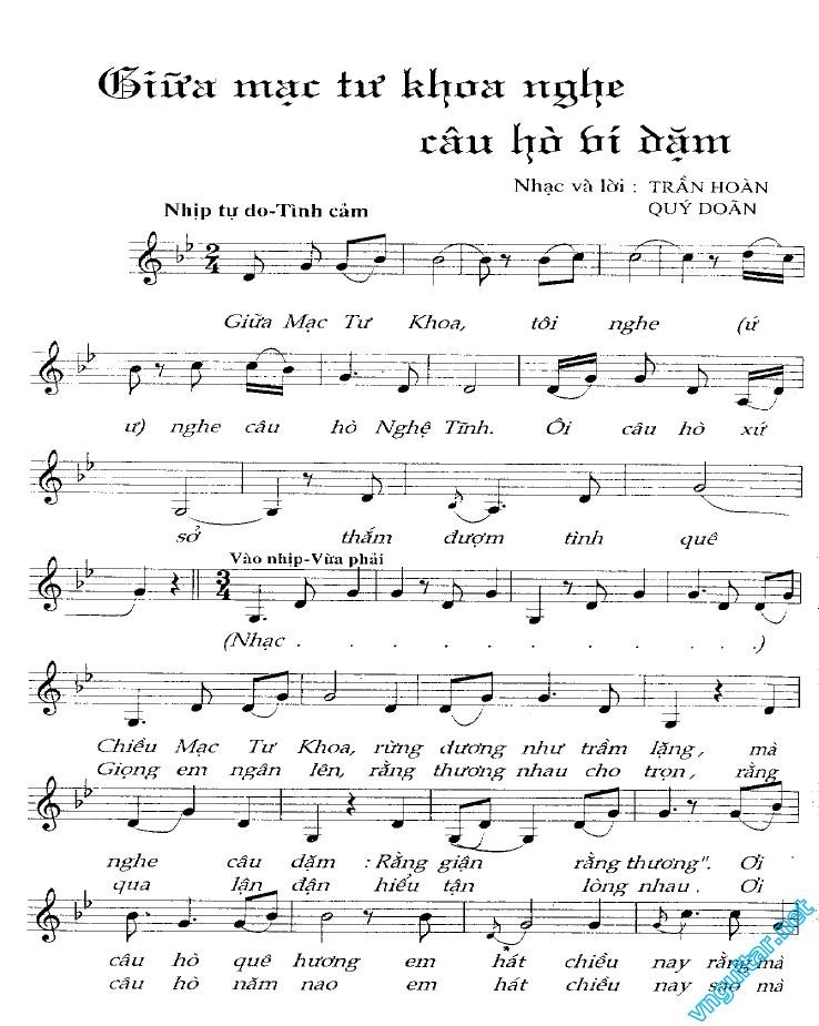 Sheet nhạc Giữa Mạc Tư Khoa Nghe Câu Hò Ví Dặm